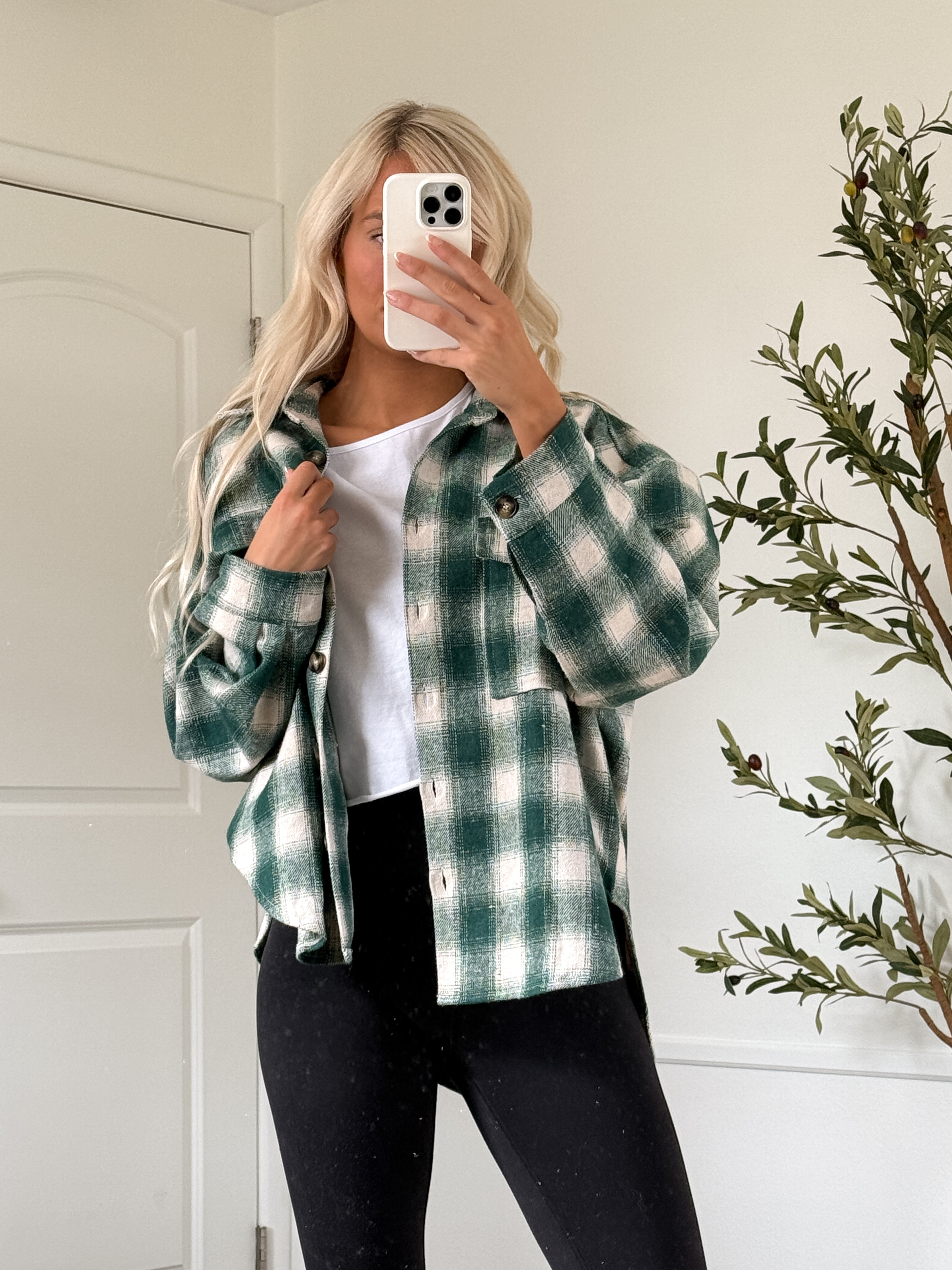 Green Plaid Shacket