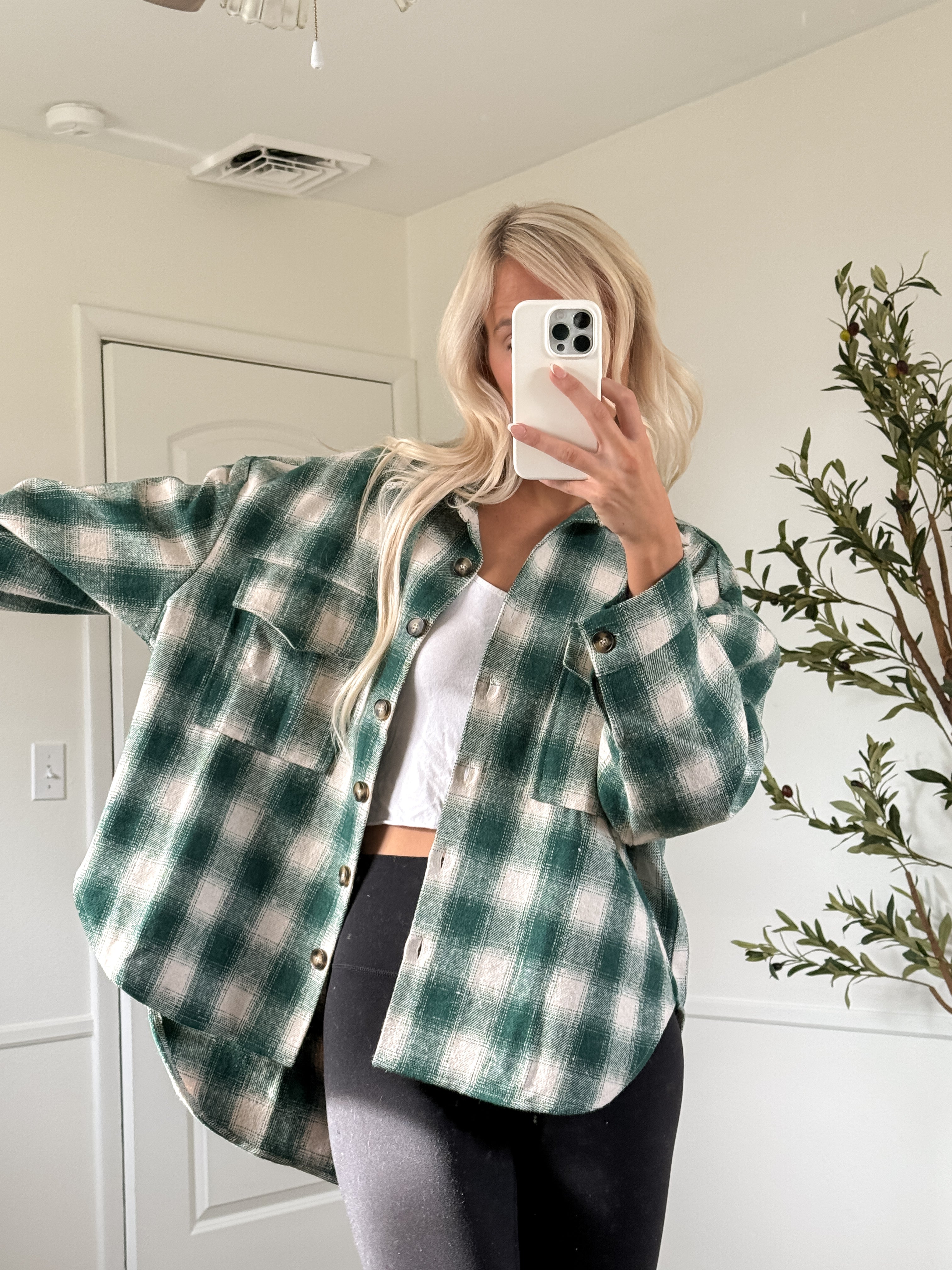 Green Plaid Shacket