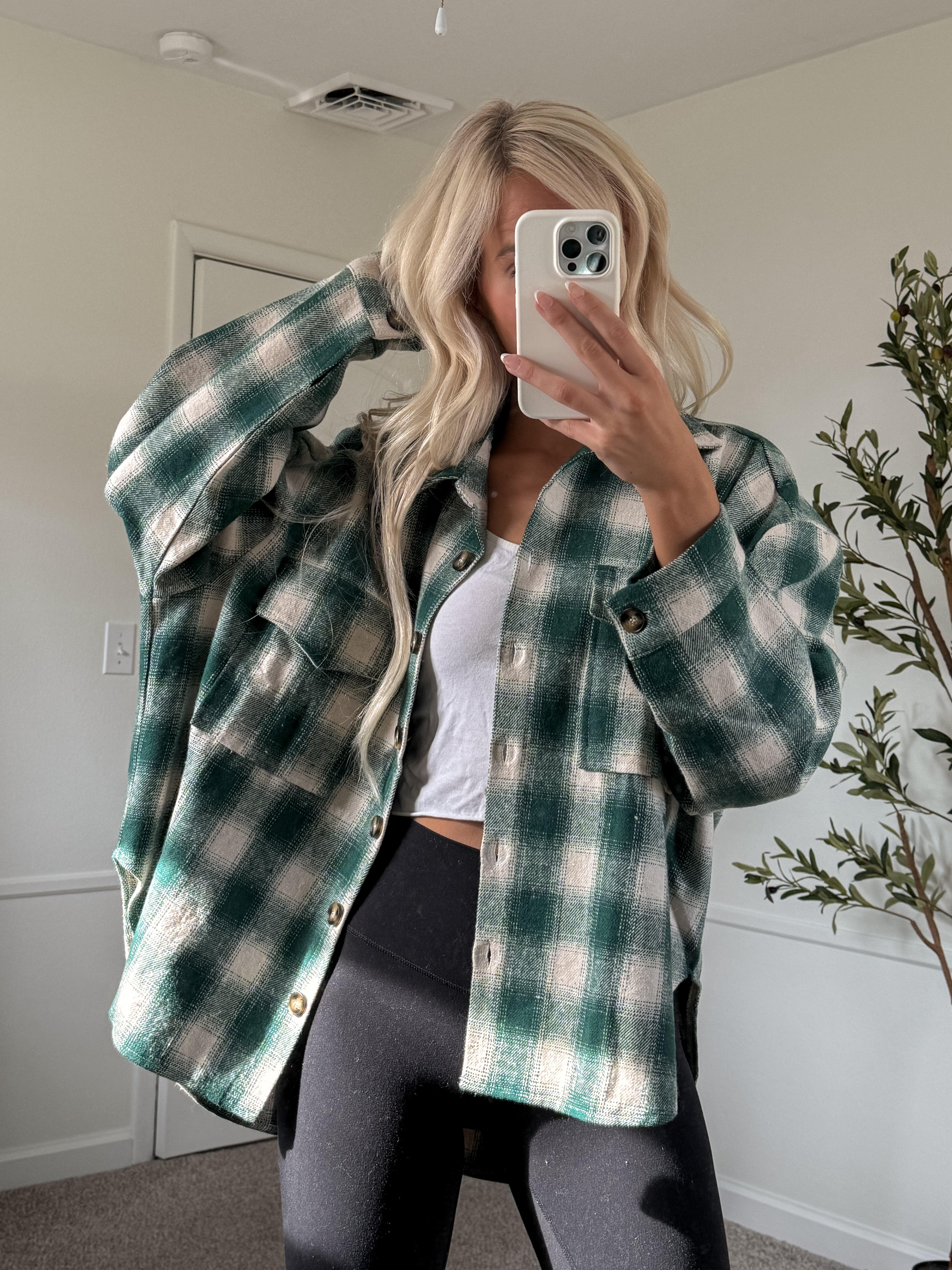 Green Plaid Shacket