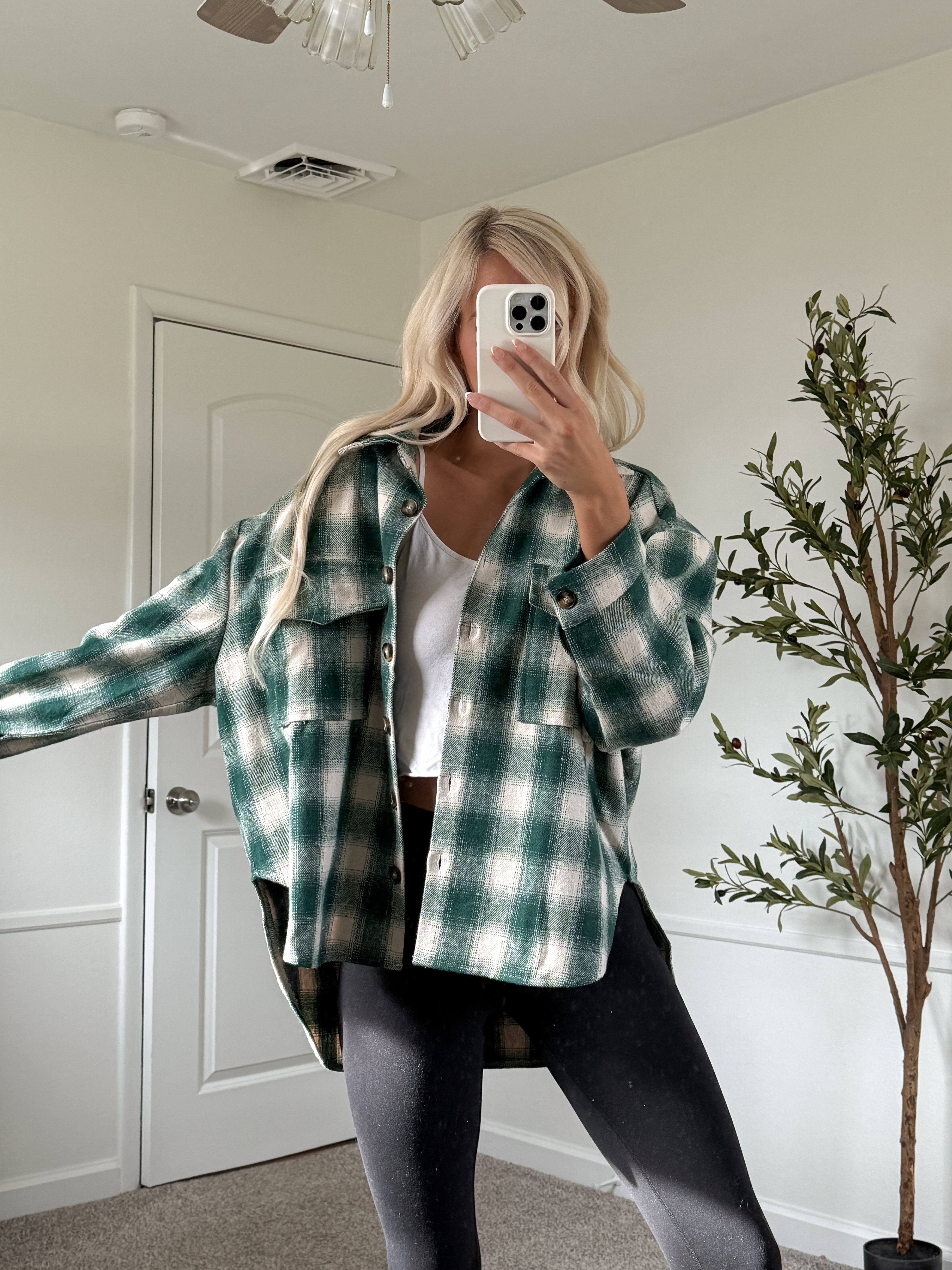 Green Plaid Shacket