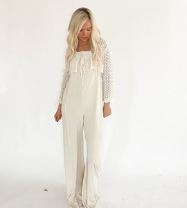 Oatmeal Casual Wide Leg Overalls