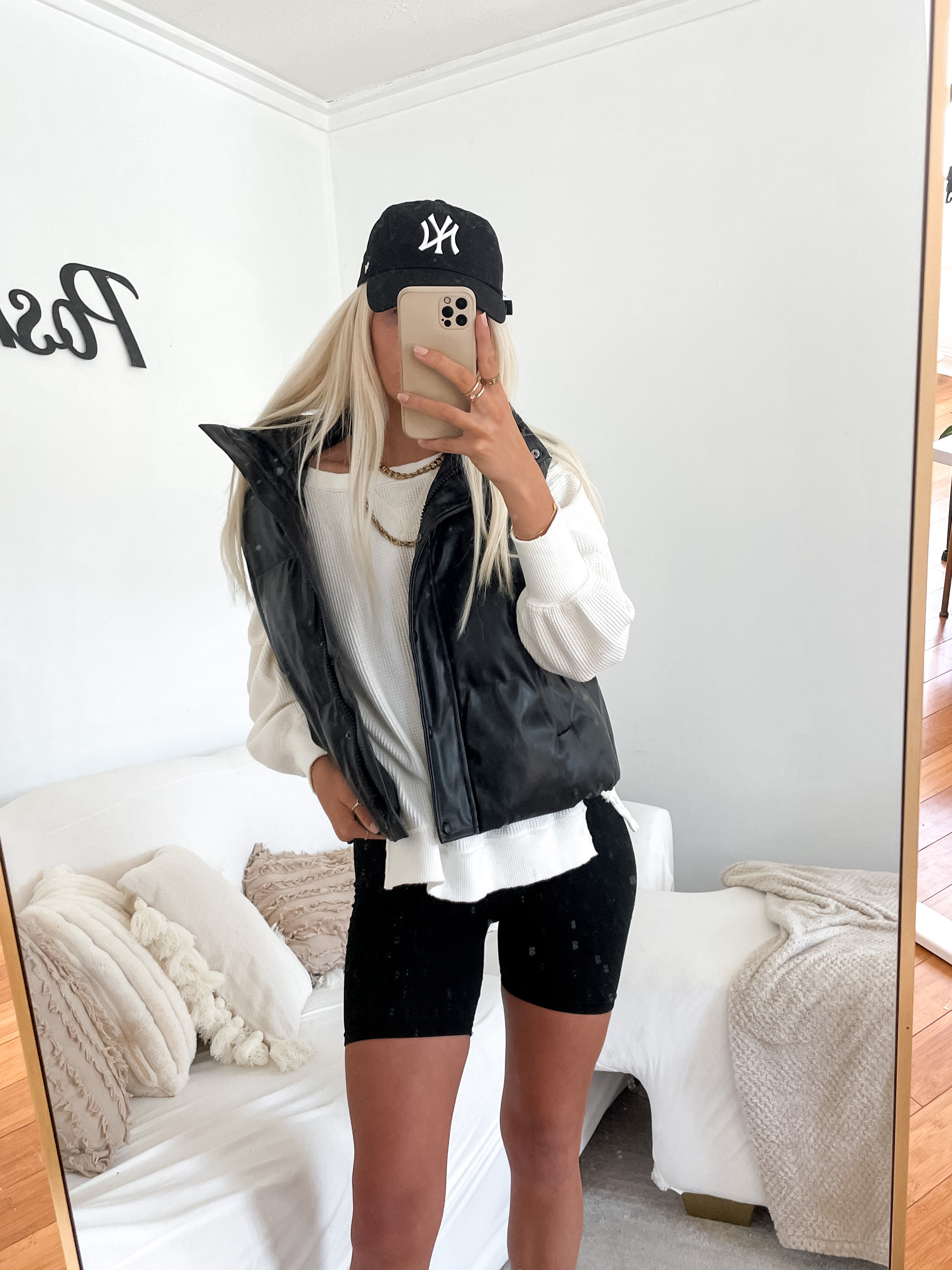 Black Leather Puffer Vest