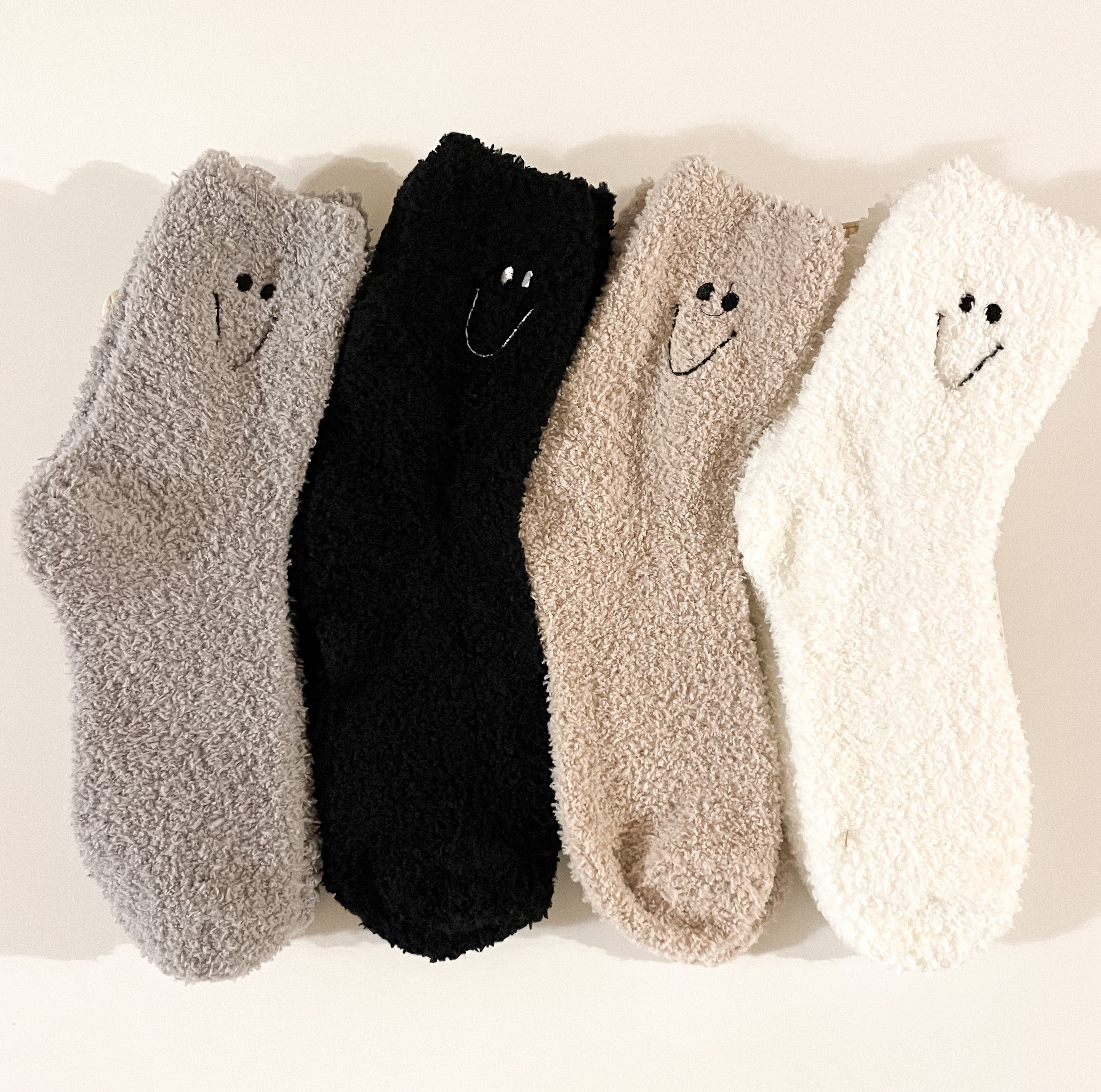 Smiley Fuzzy Socks