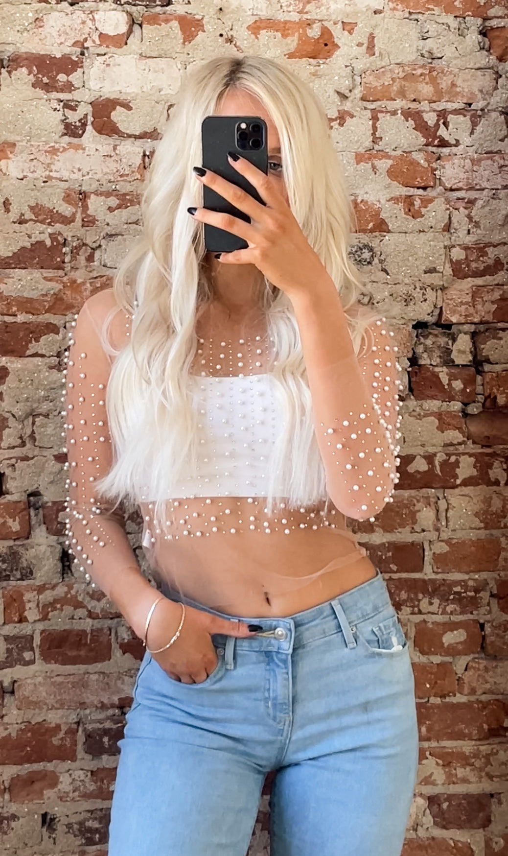 Boho Chic Pearl Mesh Top – Top Boho