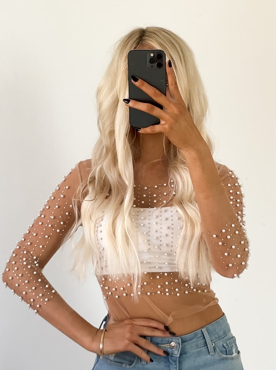 Pearl Mesh Top