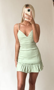 Light Sage Ruffle Dress